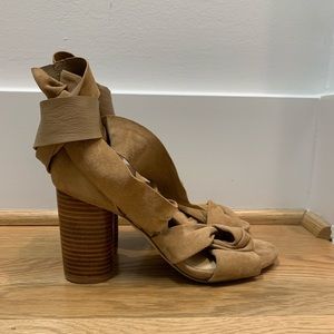 Used, authentic Raye Mia suede ankle tie heels, size 7